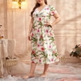 thumbnail image 4 of Qertyioot Robe pour Femme Grande Taille en Dentelle Patchwork Imprimée Pyjama d'Été Vêtements de Maison Robes de Pyjama, 4 of 5