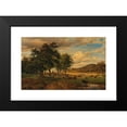 thumbnail image 2 of Georg Heinrich Crola 24x17 Black Modern Framed Museum Art Print Titled - A Pasture Landscape with Cows, in the Background a Village (1843), 2 of 5