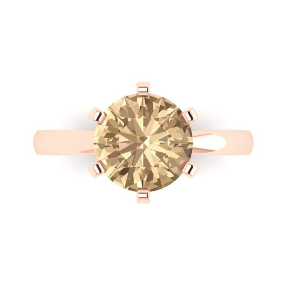 Solitaire Engagement Ring for Women - 3ct Yellow Moissanite in 18K Rose Gold Promise Ring