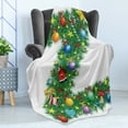 thumbnail image 4 of Letter Z Soft Flannel Fleece Throw Blanket, Traditional Themed Font Design Z with Colorful Ornaments Christmas Santa Claus, Cozy Plush for Indoor and Outdoor Use, 70" x 90", Multicolor, by Ambesonne, 4 of 5