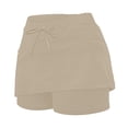 thumbnail image 6 of zaveiop Versatile Skorts for Woman with Shorts Underneath,Plus Size Dressy Casual Athletic Tennis Short Skirts with Pockets (Khaki, L), 6 of 6