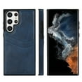 thumbnail image 3 of Wallet Case Designed for Samsung Galaxy S22 Ultra, Classic Slim 2 Credit Card Holders Lychee Texture Synthetic PU Leather Anti-shock Lightweight Phone Case Cover for Samsung Galaxy S22 Ultra, Blue, 3 of 6