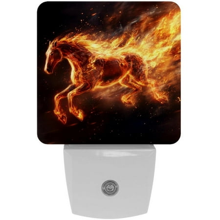 PhooArto Cool Flaming Running Horse Plug in LED Night Light Auto Sensor Dusk to Dawn Decorative Night for Bedroom Bathroom Kitchen Hallway Stairs Baby s Room Energy Saving