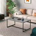 thumbnail image 4 of Wisfor Sintered Stone Rectangle Coffee Table Living Room Cocktail Table with Solid Metal Base,Grey, 4 of 11