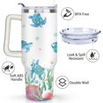 thumbnail image 3 of 40oz Cute Ocean Life Turtle Stainless Steel Flip Straw Tumbler Spill Proof Travel Cup Double Wall Vacuum Insulated Coffee Mug with Top Handle, 3 of 6