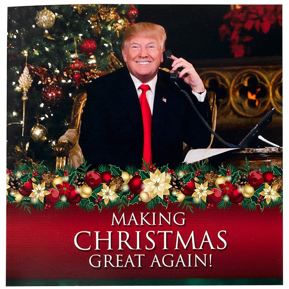 Talking Trump Christmas Great Again Glossy Holiday Card Envelope Red Walmart