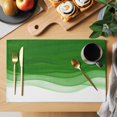 thumbnail image 2 of Ombre Green Waves Placemats Set of 4, Abstract Art Gradient Modern Placemats for Dining Table, Place Mats for Kitchen Tabletop, Waterproof Wipeable Dining Table Mats Set, 2 of 9