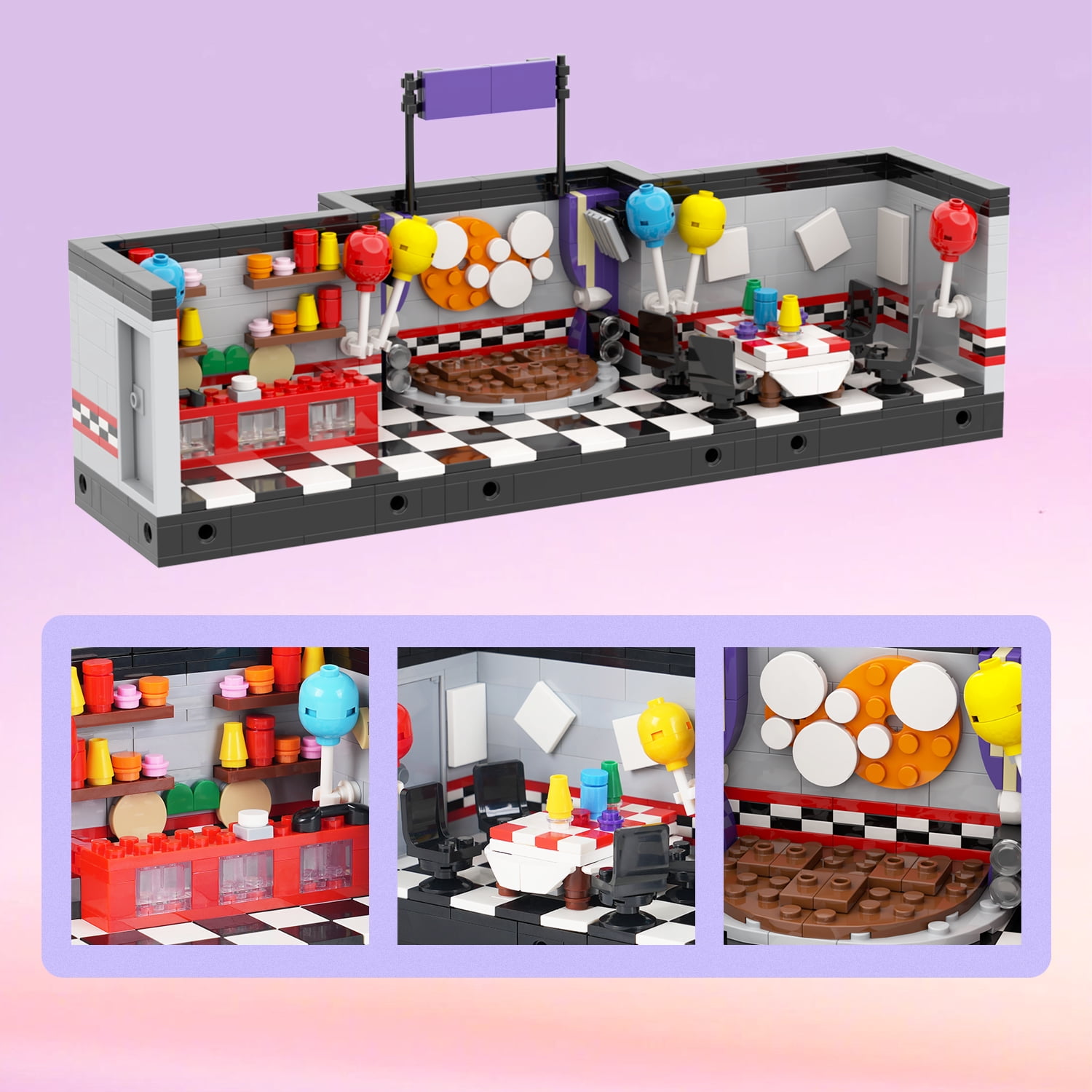 MOOXI FNAF Stage Building Set,Creative Cute Building Blocks Children Kits,Halloween for Kids(745pcs)