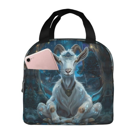 Insulated Lunch Bag for Women Men - Forest Meditating Goat Leakproof Cooler Lunch Box for Women Men  Lunch Tote Bags for Work School Picnic Travel