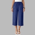 thumbnail image 6 of Cutuoiiu Casual Womens Cropped Pants Cotton Polyester Blend Elastic Waist with Button Cuffs and Pockets for Travel Gift, 6 of 9