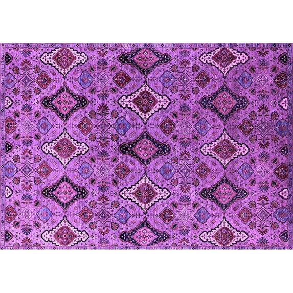 Ahgly Company Indoor Rectangle Oriental Purple Industrial Area Rugs, 8' x 12'
