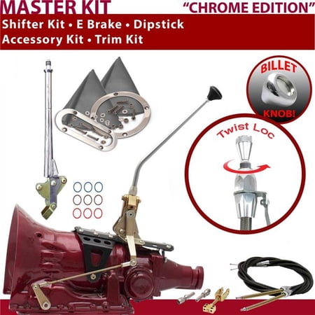 American Shifter 4L60E Shifter Kit Chrome 12 in. E Brake Cable Trim Kit Dipstick for F0DD1