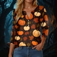 thumbnail image 2 of Godom Women's 3/4 Sleeve V-Neck Shirts Fall Graphic Tees Halloween Casual T-Shirt, 2 of 5
