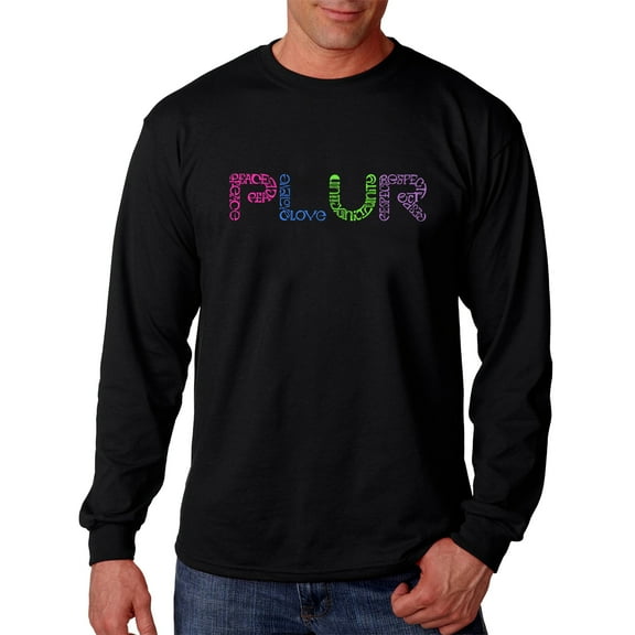LA Pop Art Men's Word Art Long Sleeve T-shirt - PLUR