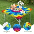 thumbnail image 4 of Colorful Tie Dye Mandala Pattern Square Fitted Tablecloth with Elastic Edge,Square Table Cover,Washable Elastic Table Cover for Home Kitchen Party Decor 34"x34", 4 of 6