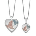 thumbnail image 1 of 925 Sterling Silver Rhodium-plated Satin Enamel Butterflies Heart Locket & Pendant Set, 1 of 3