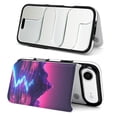 thumbnail image 6 of Wallet Case For Apple iPhone Air / 17 Pro / 17 Pro Max Series with Card Holder, PU Leather Kickstand Card Slots Screen Protector Included For iPhone 17 Series, Neon River Velly Cyber, 6 of 8