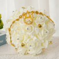 thumbnail image 4 of Wedding Bouquets for Brides or Bridesmaids-Crystals Crown Diamond White Roses Artificial Fake Flowers Bridal Bridesmaid Wedding Hand Holding Bouquet for Wedding Supplies, 4 of 5