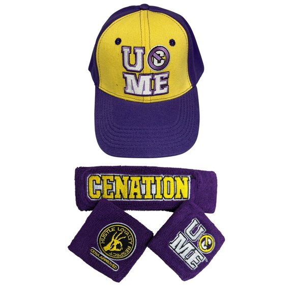 John Cena Purple Cenation U Can't See Me Baseball Hat Headband Wristband Set