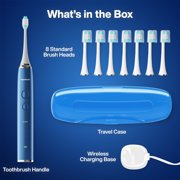 AquaSonic Vibe Electric Toothbrush Set, Rechargeable, 4 Modes, Travel Case, 8 Brush Heads - Sapphire Blue