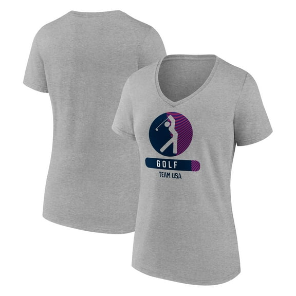 Women's Heather Gray USA Golf Radiating Victory V-Neck T-Shirt