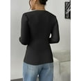 thumbnail image 4 of Zeagoo Womens Puff Long Sleeve Tops V Neck Pullover Sweaters Soft Slim Fit Solid Color Rib Knit Tops, 4 of 8