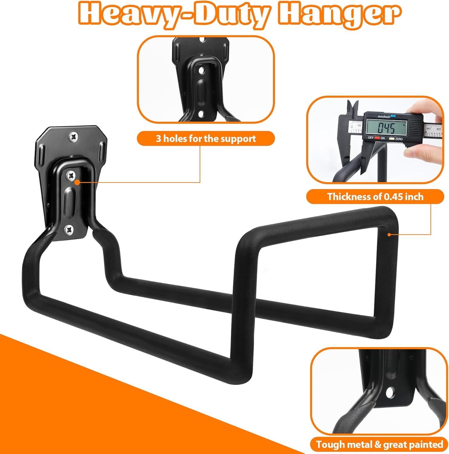2pcs Garden Hose Holder Wall Mount - Metal Garden Hose Reel Sturdy Water Hose Holders for Outside Yard, Heavy Duty Hose Hanger for Water Hose Storage (2pcs Black)