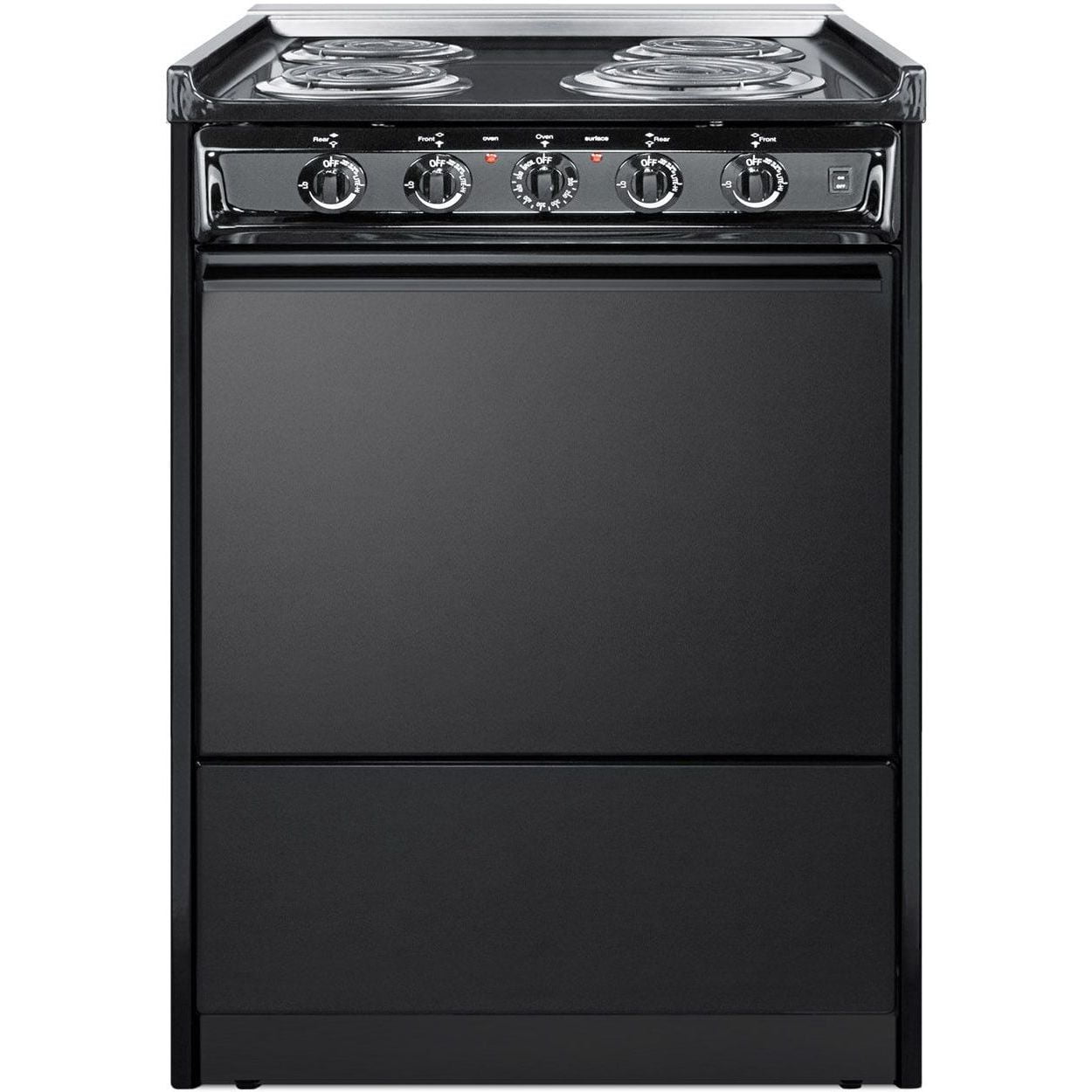 Summit TEM610CR 24''W 4Burner Electric Coil Range Black/Black