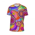thumbnail image 5 of T Shirt For Men Colorful Flower Power T-Shirt Vintage Hippy Print Harajuku Gym T-Shirts Short Sleeve, 5 of 7