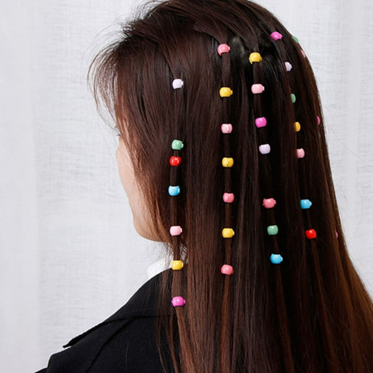 Hair beads for girls kids women hair ties with hair clip(multicolour 100  psc) plastic mini