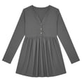 thumbnail image 7 of Women's Casual Long Sleeve Peplum Tops V Neck Button Front Shirts Soft Loose Fit Tunic Blouse with Flattering Waist Design Lightweight Everyday Wear Top for Work Travel and Weekend Outfits, 7 of 7