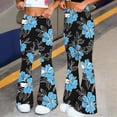 thumbnail image 2 of Yuanlook Women's High Waist Floral Print Flare Pants, Elastic Waistband with Hand Pockets, Casual Bell Bottom Trousers, S-XXL, 2 of 7