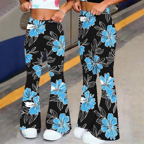 Cutuoiiu Womens Trendy Watercolor Print Flared Pants with Elastic Waistband for Fitness and Casual Outings Gift