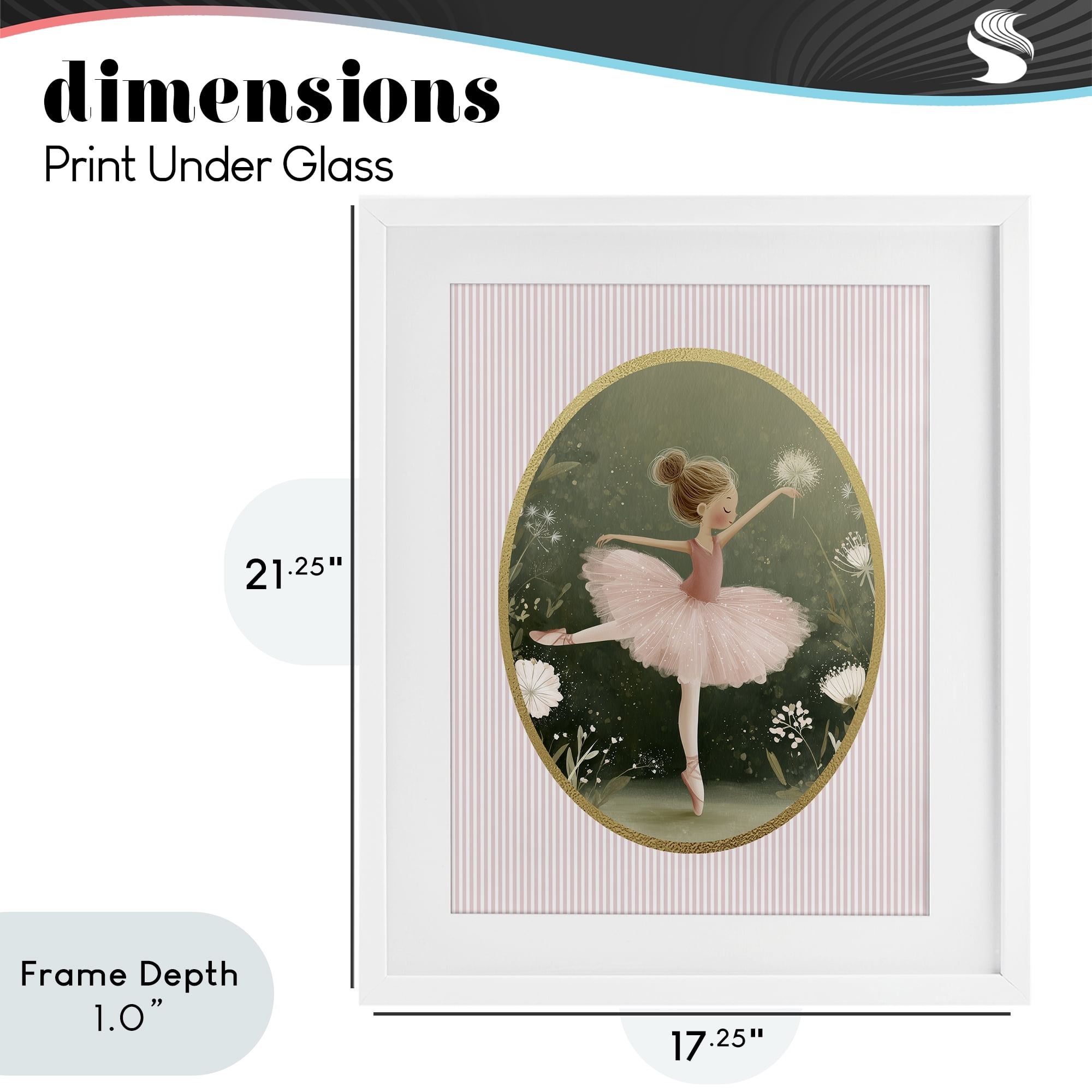 Stupell Industries Green & Pink Ballerina White Framed Print Under Glass, design by Christine Simpson Art