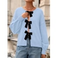 thumbnail image 4 of Suéter Cardigan PRETTYGARDEN para Mujer con Lazo Azul Claro, 4 of 8