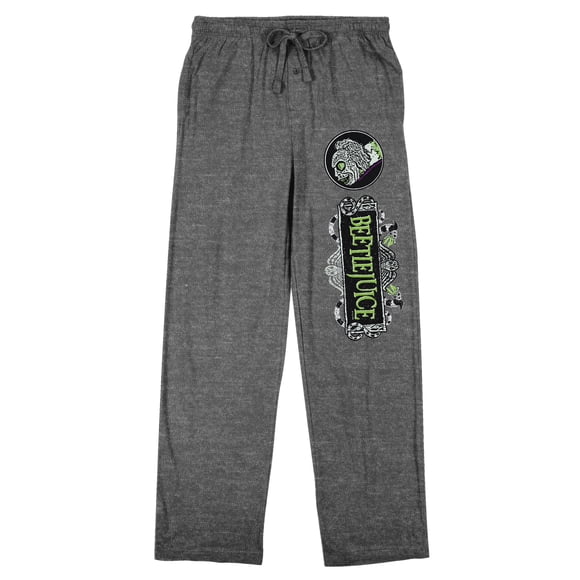 Pantalon de Pyjama de Sommeil Gris Chiné pour Homme avec Logo de Personnage Beetlejuice