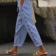 thumbnail image 1 of WILLBEST Pantalones Casuales elegantes para Mujer, de Verano, Transpirables, a Rayas, con Cordón, Bolsillo Trasero, Hebilla Lateral, Pantalones de Nueve Puntos para Uso Diario Chica, 1 of 7