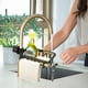 thumbnail image 5 of Organizador de fregadero de cocina, soporte de almacenamiento para grifo con ganchos para esponjas y cepillos, instalación sin taladro, bandeja de goteo para secar, ahorro de espacio para el baño y e, 5 of 5