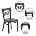 thumbnail image 3 of Flash Furniture 2 Pack HERCULES Series Black ''X'' Back Metal Restaurant Chair - Walnut Wood Seat, 3 of 11