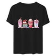 thumbnail image 4 of ICHUANYI Women's Shirts Fashion Casual Crew Neck Short Sleeve Tops Valentine's Day Letter Print T-shirt Cloth New Trending, 4 of 6