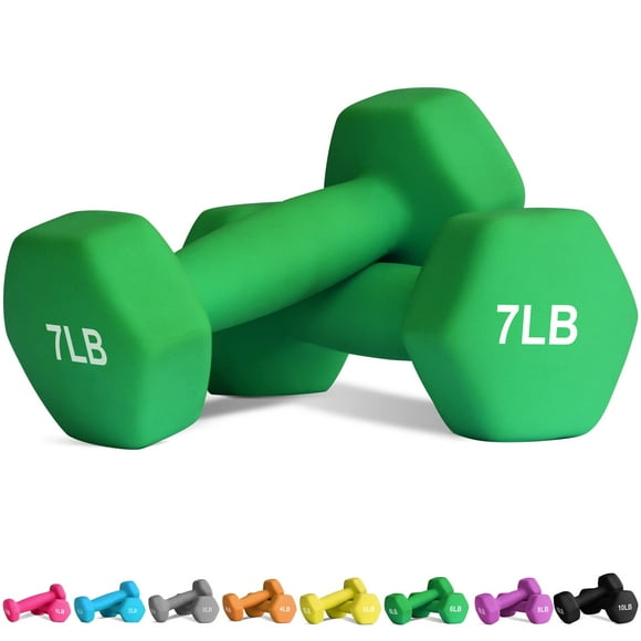 Balelinko Equipo De Gimnasio En Casa Entrenamientos Entrenamiento De Fuerza Pérdida De Peso Pilates Pesas Conjuntos De Yoga Pesas Para Mujeres, Hombres, Personas Mayores Y Jóvenes, 7 Libras, Par Verde