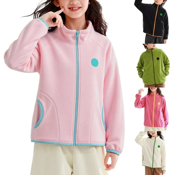 Mepaouo Kids Fleece Jacket Full Zip Soft Sherpa Winter Coat Boys Girls Casual Outwear with Pocket Beige 3-4 Years
