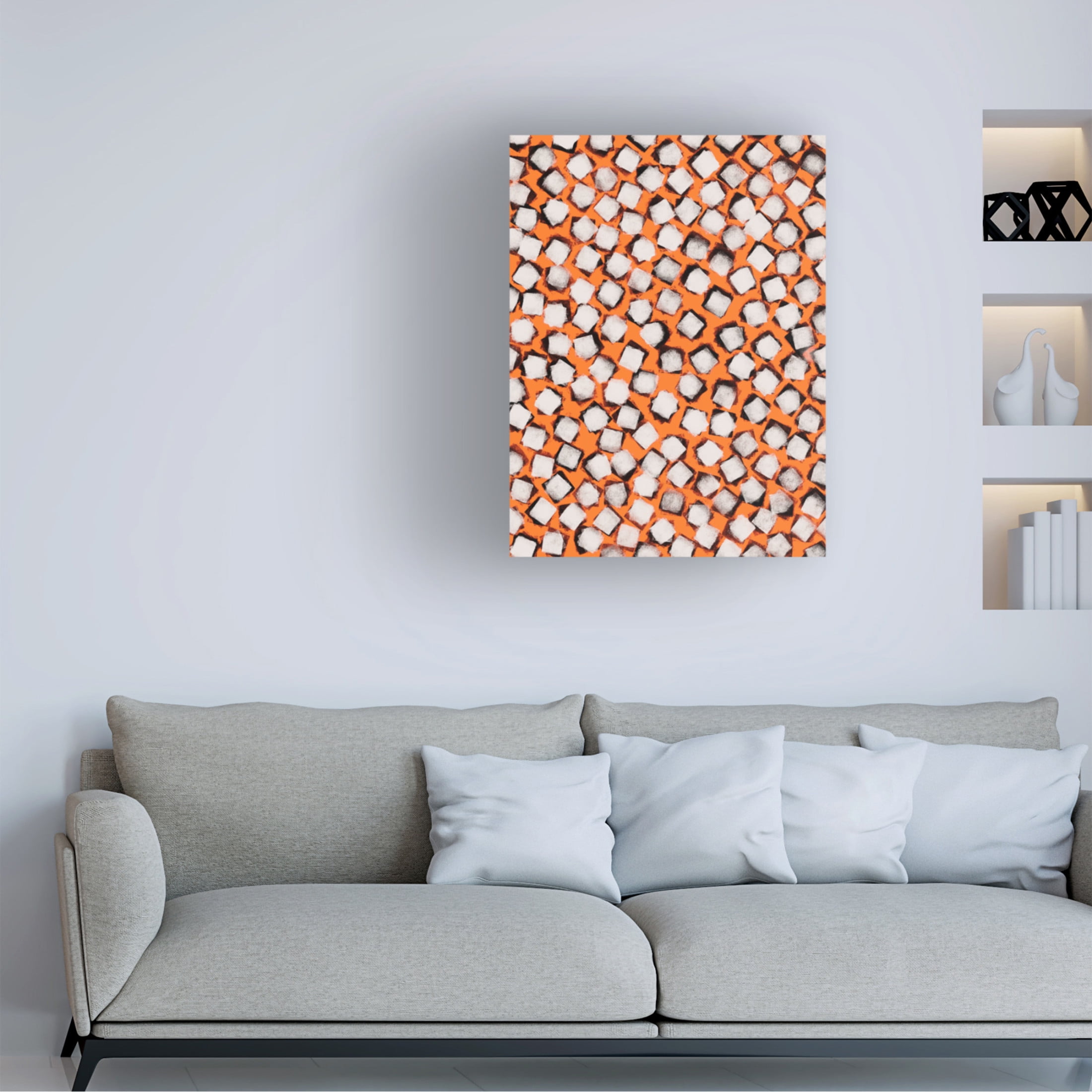 Canvas Wall Art - Treechild 'White Cubes Pattern' Wall Art for Living Room, Bedroom, or Office D?cor by Trademark Fine Art - 14 x 19 Inches