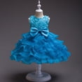 thumbnail image 2 of NIEWTR Flower Girl Robe en Tulle Satin pour Invité de Mariage, Fête, Anniversaire, Princesse, Concours, Enfants, Robe Formelle (Bleu Ciel, 2-3 Ans), 2 of 4