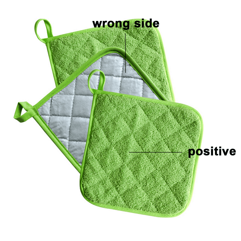 FoamEra  Pot Holder (Hot Pads) in Green Geometric Design [Pair]