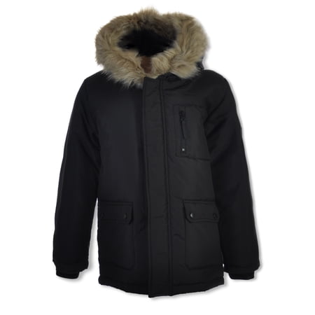 Rothschild Boys' Faux-Fur Hood Jacket - black, 16 (Big Boys)
