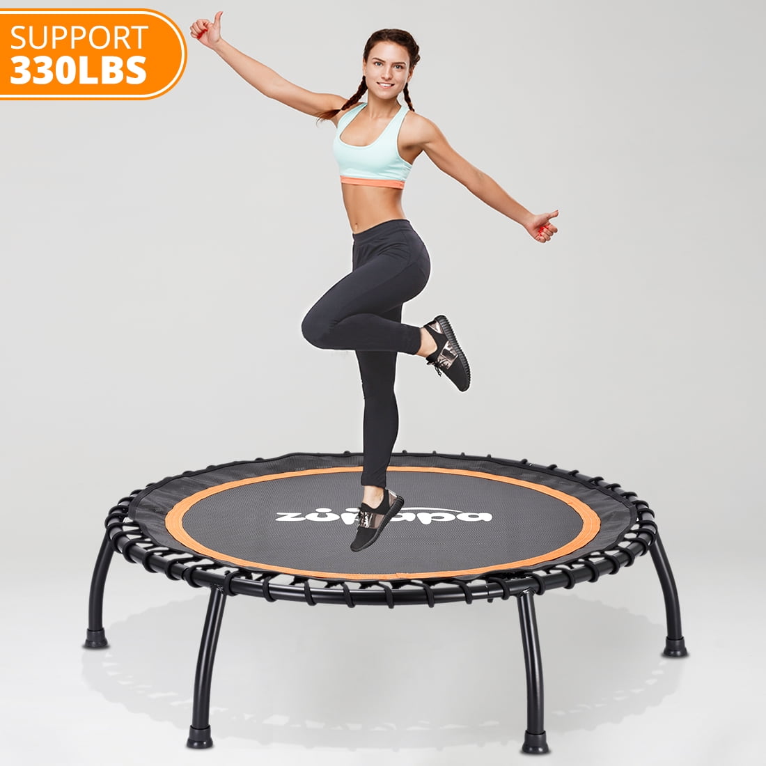 40" Mini Trampoline Rebounder Safety Net Pad Fitness Gym Home Exercise 330lbs 