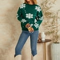 thumbnail image 2 of KelaJuan Women Knitted Fluffy Sweater Autumn Loose Casual Christmas Snowflake Print Long Sleeves Pullover Tops Streetwear, 2 of 6
