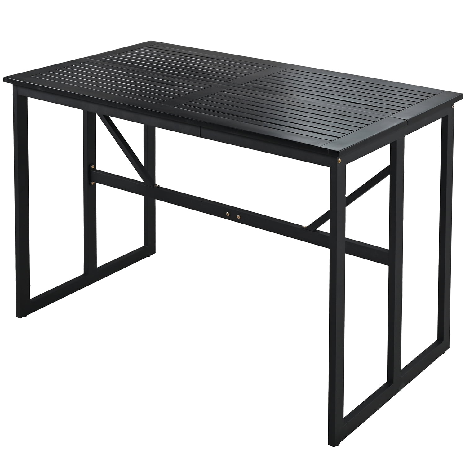Kepooman 5-Piece Steel Outdoor Dining Furniture Set, Outdoor Dining Table Set with Acacia Wood Armrest Suitable, Patio Dining Set for Balcony, Blac Kepooman 5-Piece Steel Outdoor Dining Furniture Set, Outdoor Dining Table Set with Acacia Wood Armrest Suitable, Patio Dining Set for Balcony, Blac