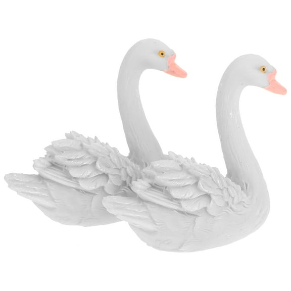 Supvox Set of 2 White Resin Swan Figurines, Decorative Garden Sculptures, Vivid Detail, Fade Resistant Outdoor Decor